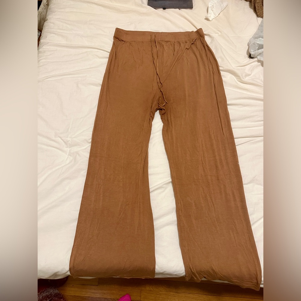 SKIMS Cotton Jersey Wide Leg Pant Chai Color Size 2XL